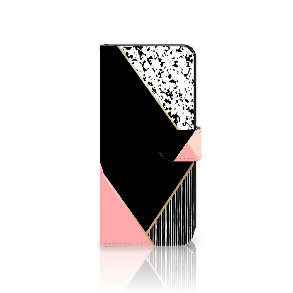 OPPO Reno8 Book Case Zwart Roze Vormen
