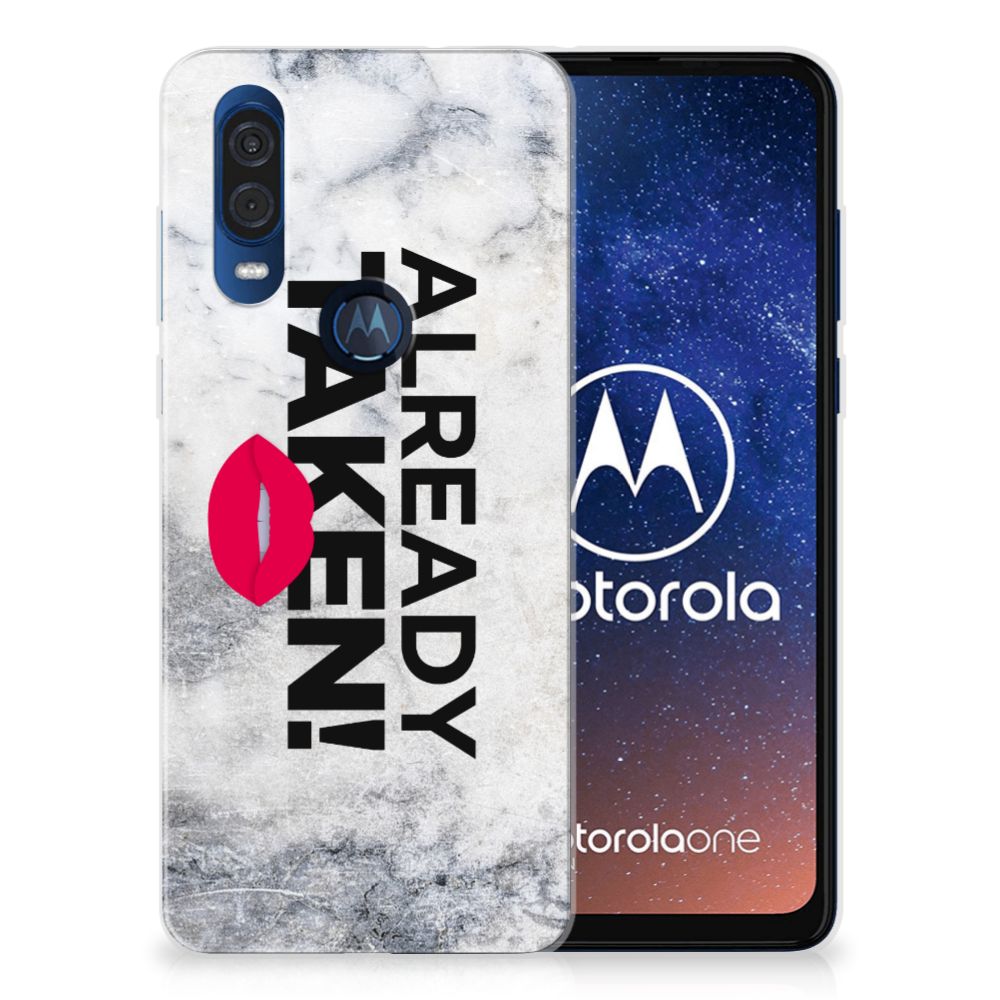 Motorola One Vision Siliconen hoesje met naam Already Taken White