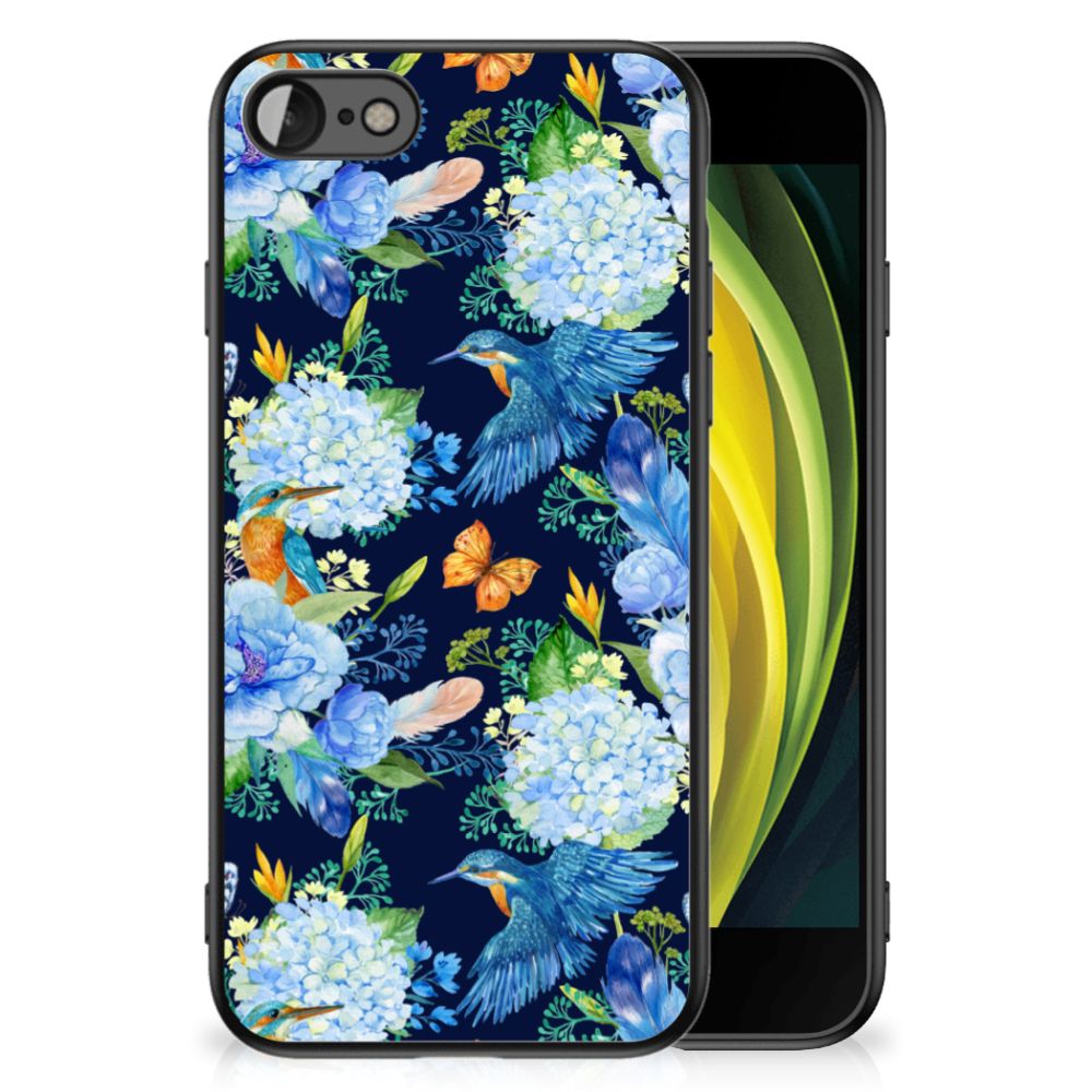 Dierenprint Telefoonhoesje voor iPhone SE 2022 | SE 2020 | 7/8 IJsvogel met bloemen en ijsvogel design.