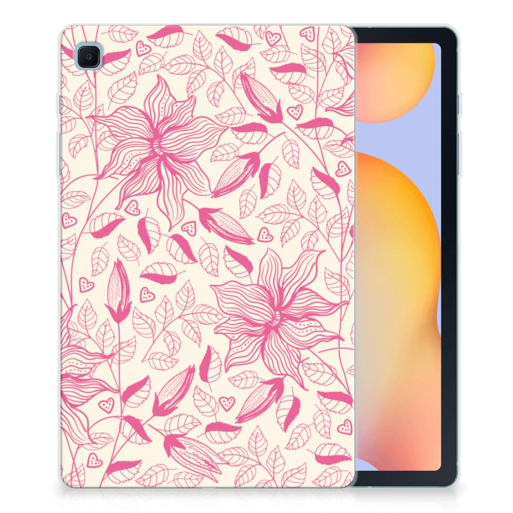 Samsung Galaxy Tab S6 Lite | S6 Lite (2022) Siliconen Hoesje Pink Flowers - B2C Telecom