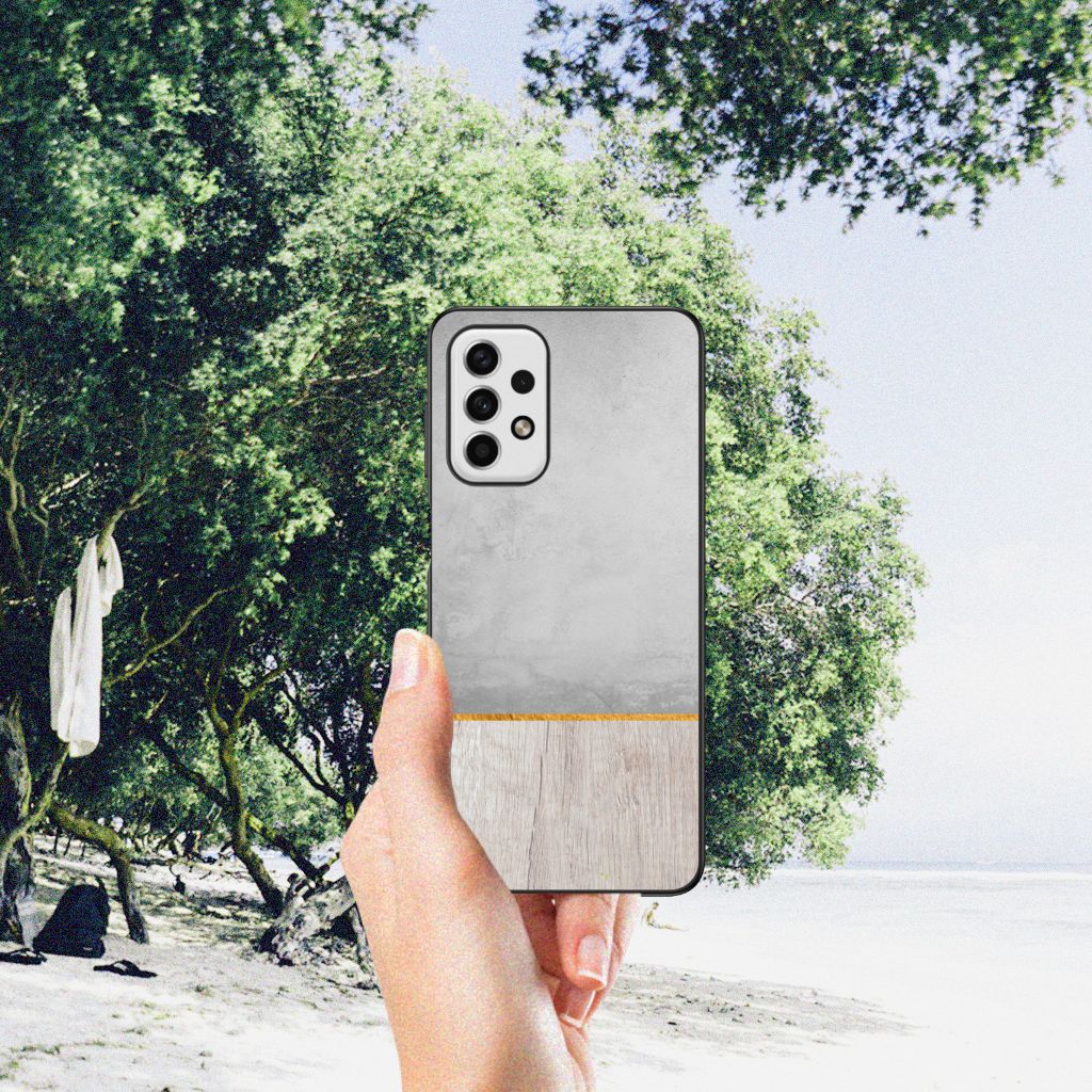 Samsung Galaxy A23 Houten Print Telefoonhoesje Wood Concrete B2C Telecom