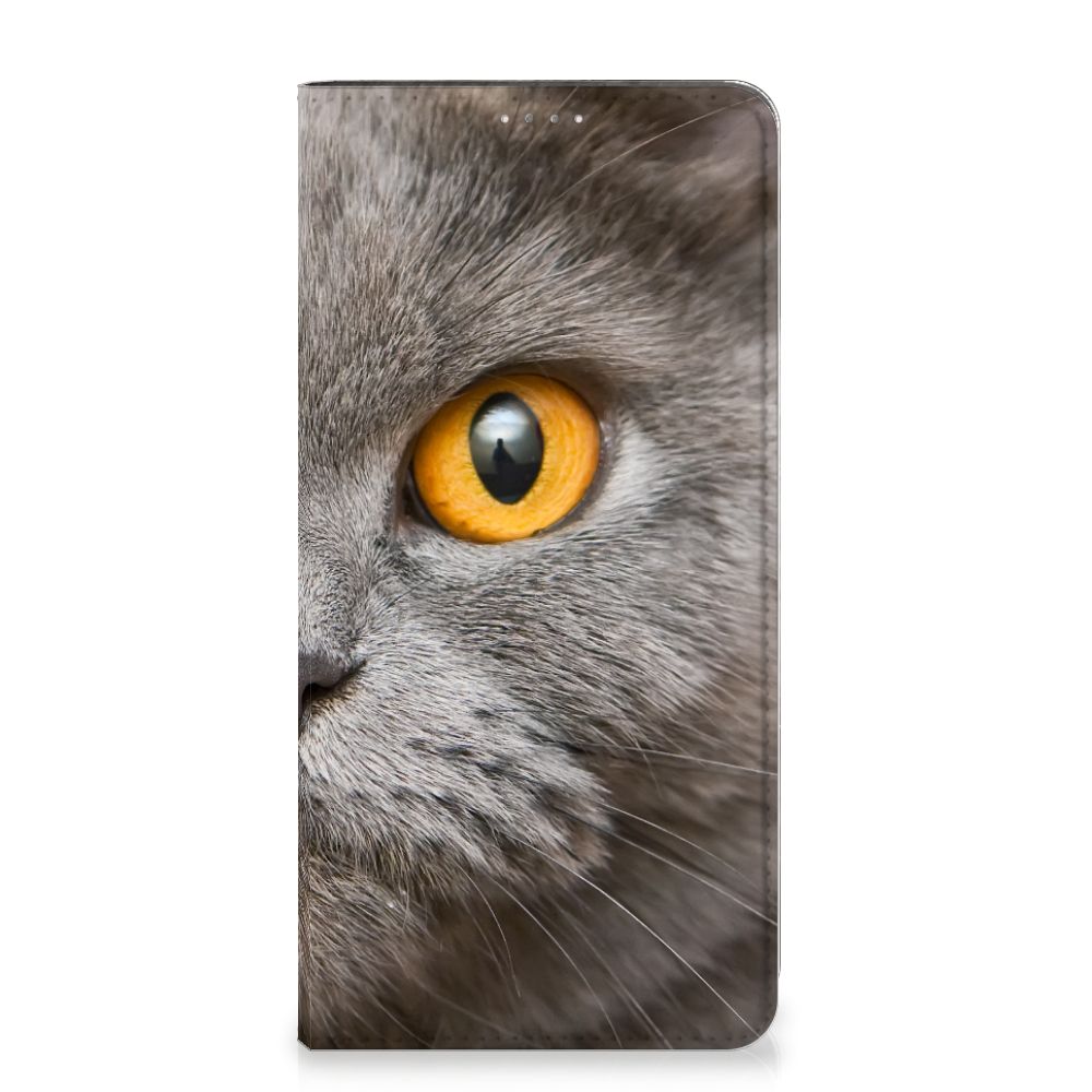 Hoesje maken Samsung Galaxy A14 5G Britse Korthaar met indrukwekkend kattenoog
