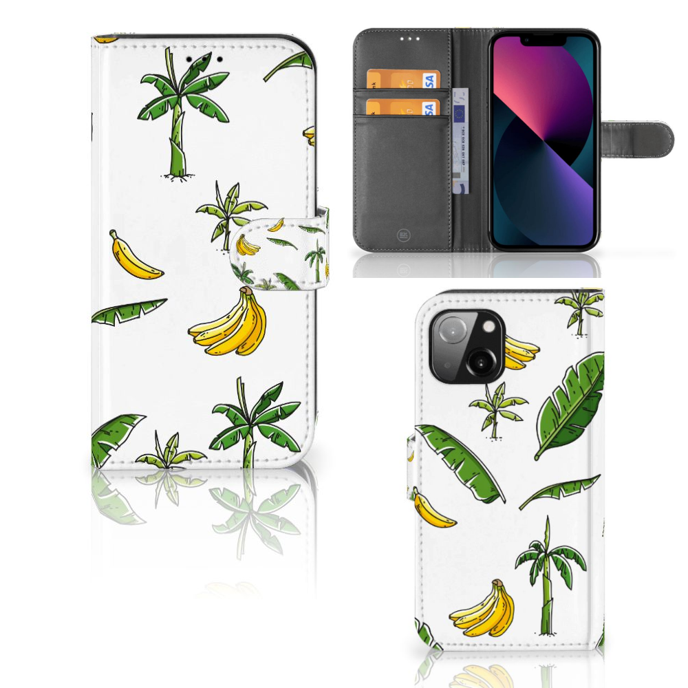 Apple iPhone 13 Hoesje Banana Tree met vrolijke bananen en palmbomen 🌴