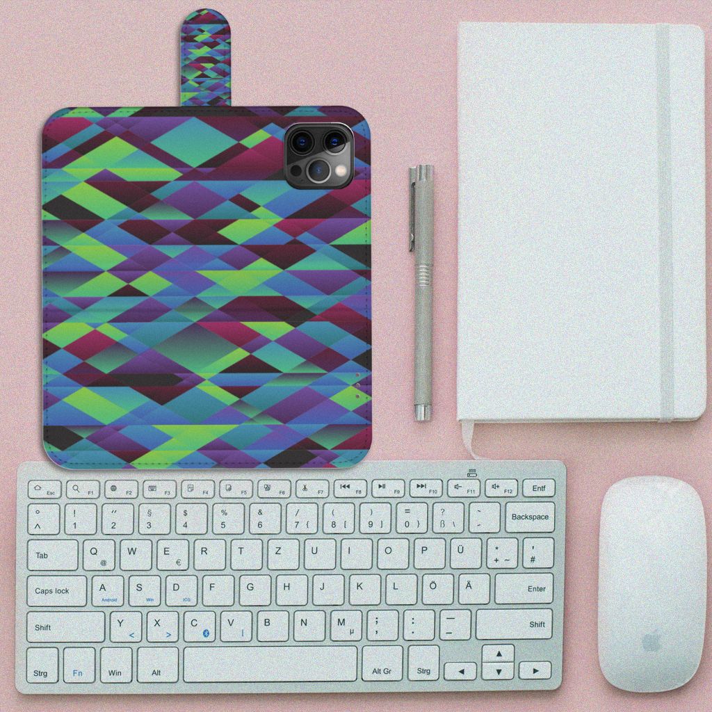 Apple iPhone 12 Pro Max Book Case Abstract Green Blue