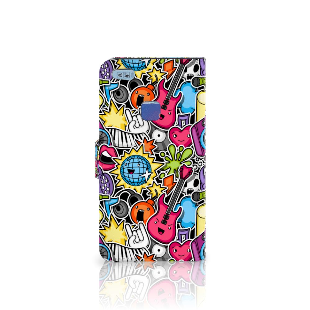 Huawei P10 Lite Wallet Case met Pasjes Punk Rock