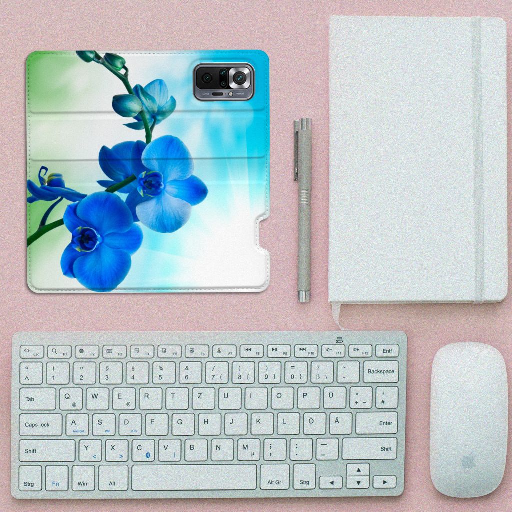 Xiaomi Redmi Note 10 Pro Smart Cover Orchidee Blauw - Cadeau voor je Moeder - B2C Telecom
