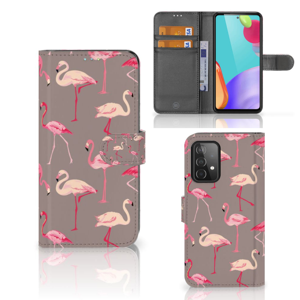 Samsung Galaxy A52 Telefoonhoesje met Pasjes Flamingo