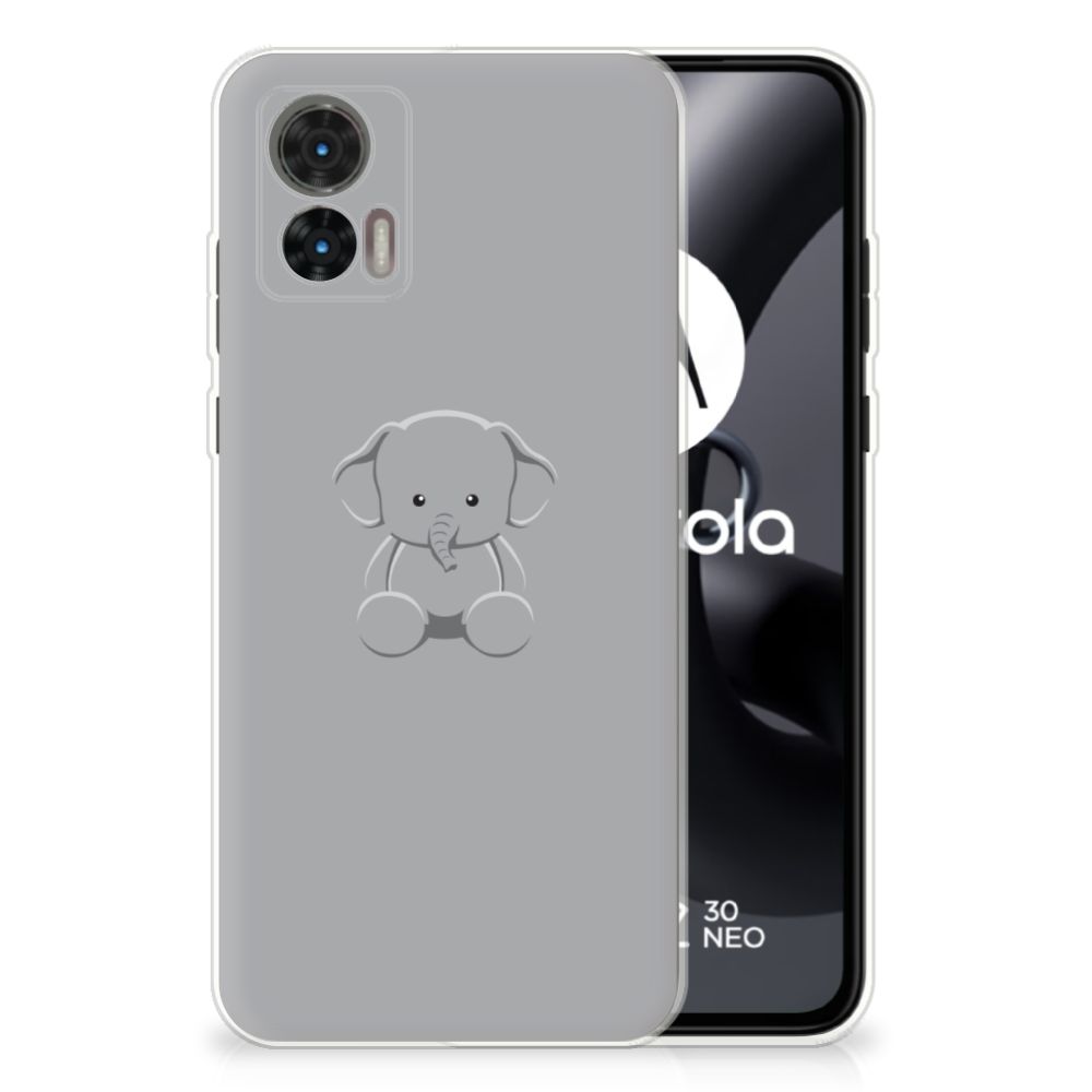 Motorola Edge 30 Neo Telefoonhoesje met Naam Grijs Baby Olifant B2C Telecom