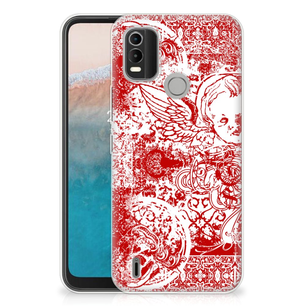 Silicone Back Case Nokia C21 Plus Angel Skull Rood