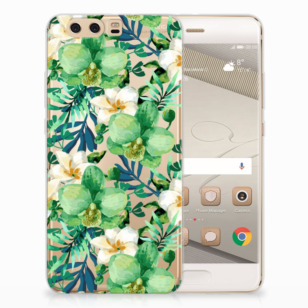 Huawei P10 Plus TPU Case Orchidee Groen