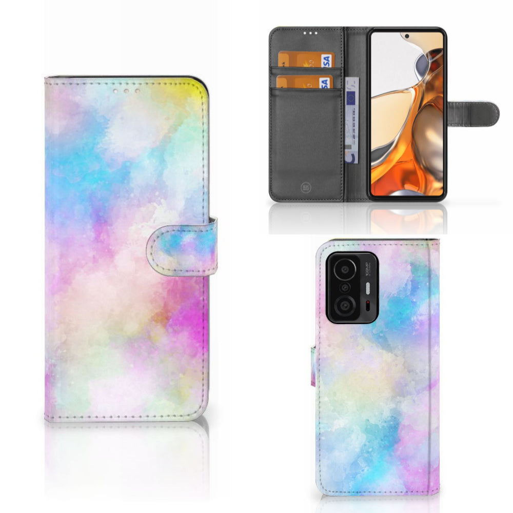 Hoesje Xiaomi 11T | 11T Pro Watercolor Light met pastelkleuren en pasjeshouder, uniek en kleurrijk design.