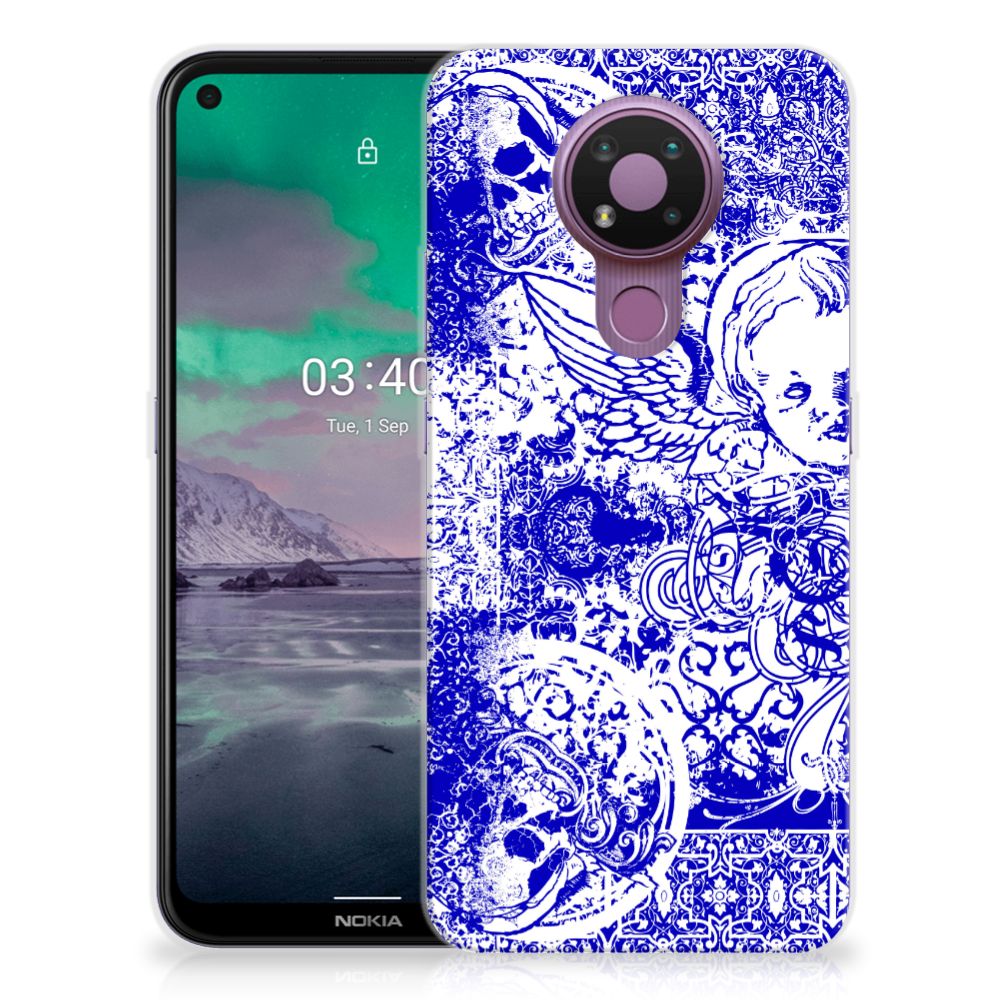 Silicone Back Case Nokia 3.4 Angel Skull Blauw B2C Telecom