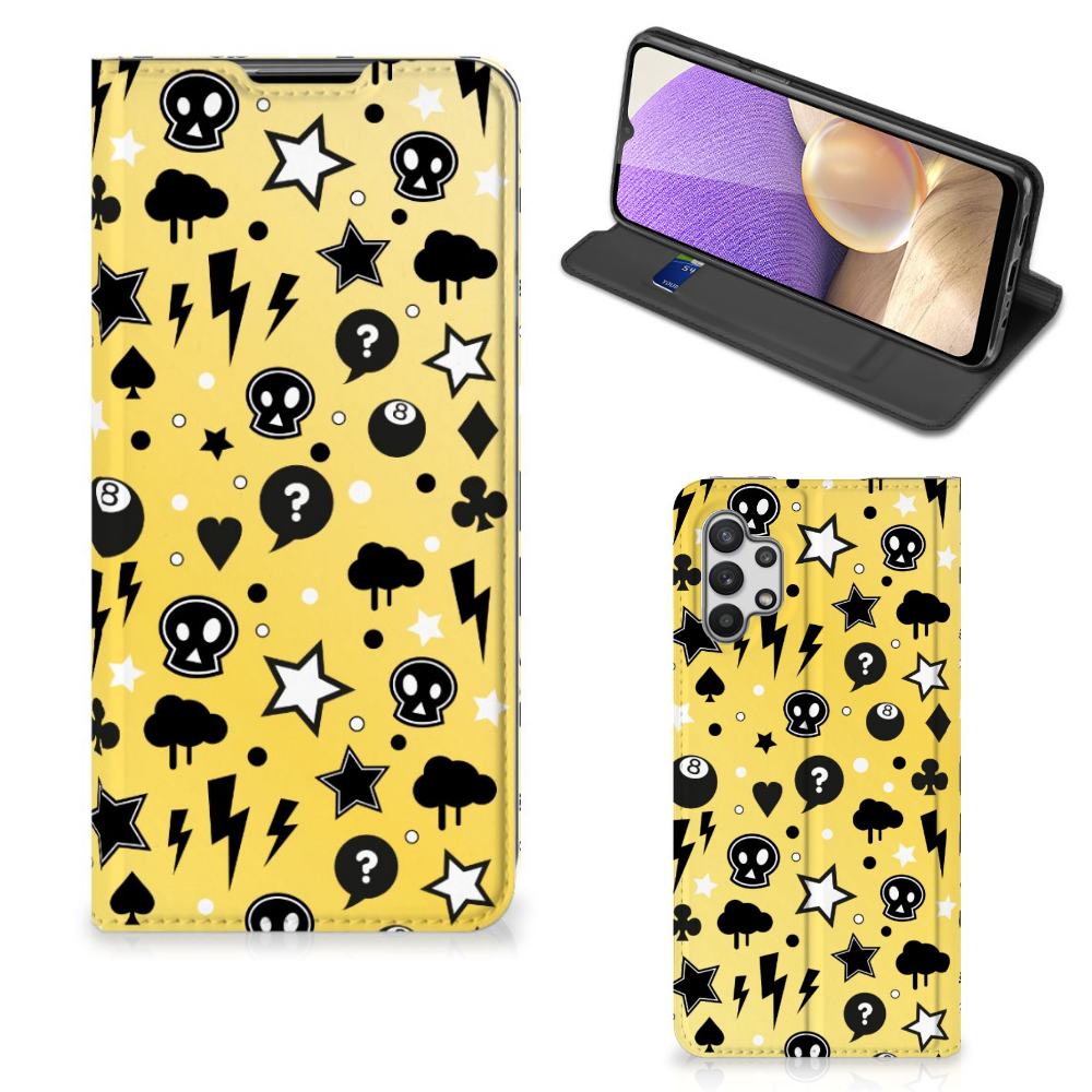 Mobiel BookCase Samsung Galaxy A32 5G Punk Geel - B2C Telecom