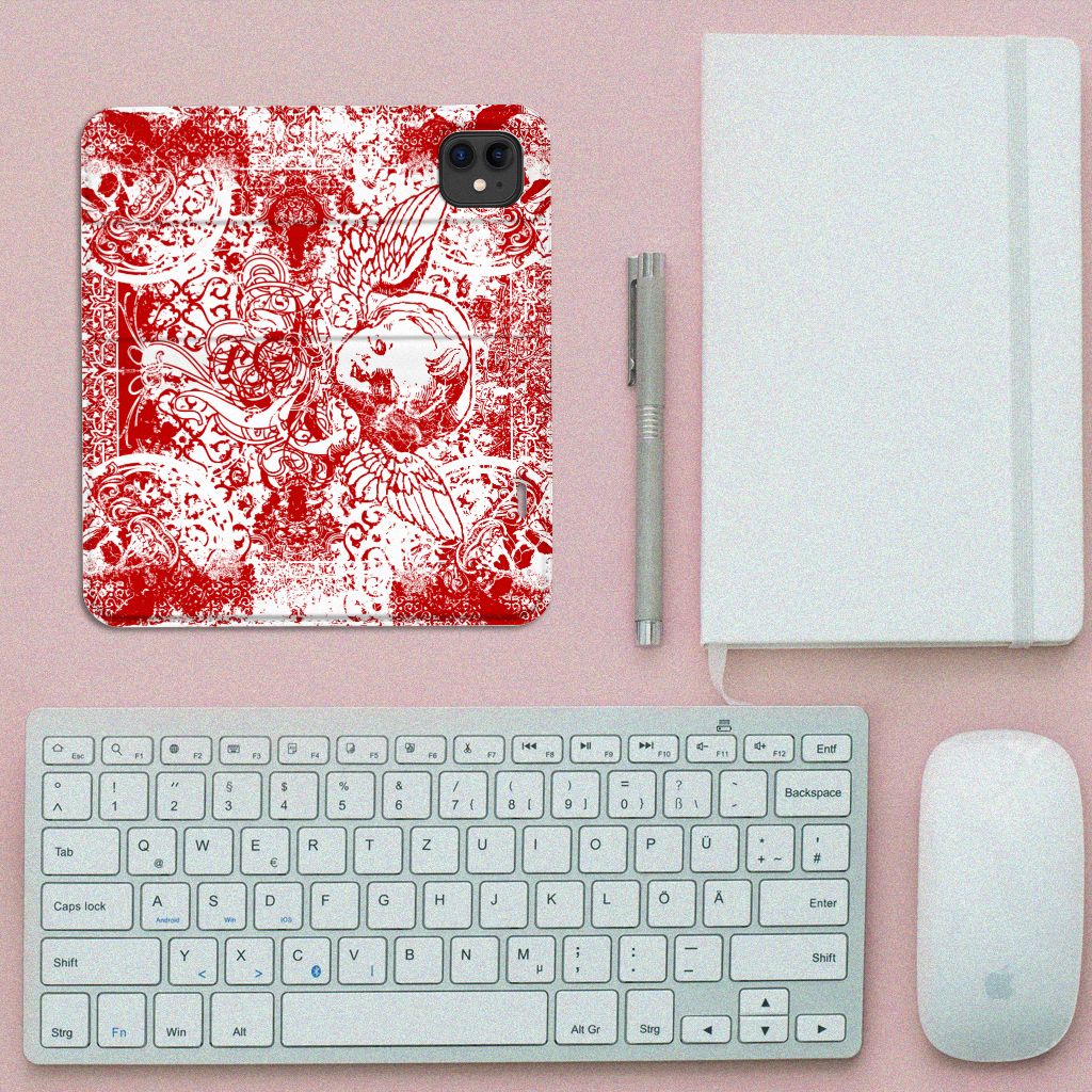 Mobiel BookCase Apple iPhone 11 Angel Skull Rood