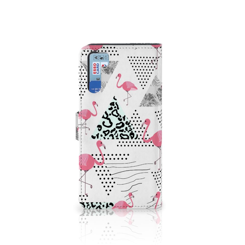 OPPO A91 | Reno3 Telefoonhoesje met Pasjes Flamingo Triangle