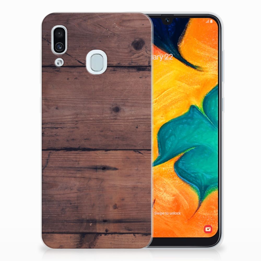 Samsung Galaxy A30 Bumper Hoesje Old Wood