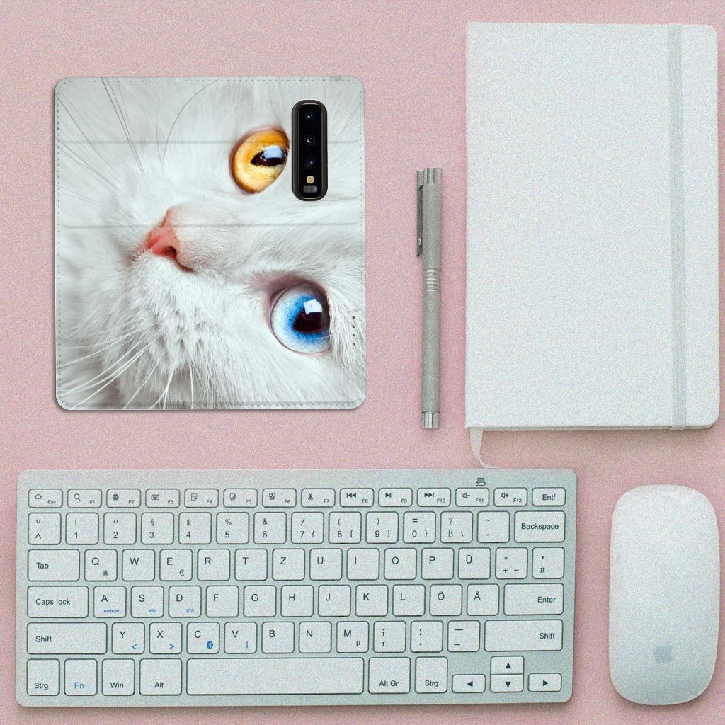 Samsung Galaxy S10 Hoesje maken Witte Kat