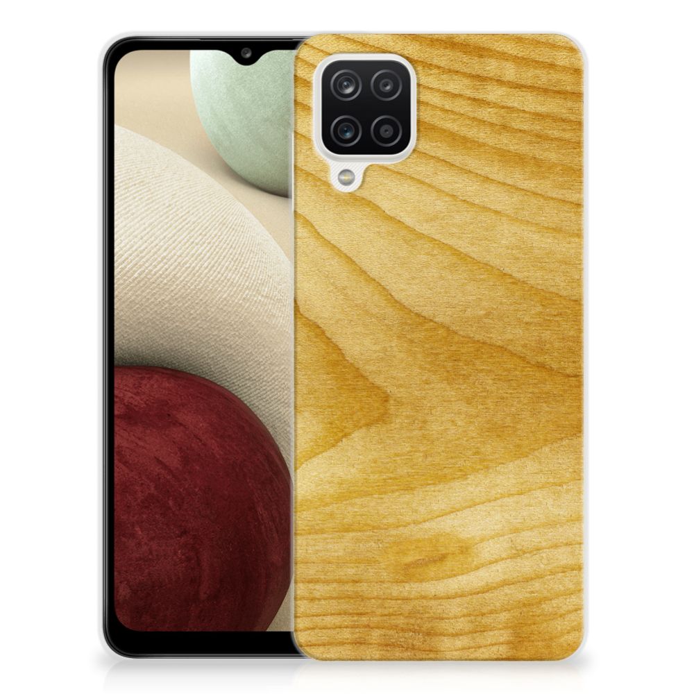 Samsung Galaxy A12 Bumper Hoesje Licht Hout