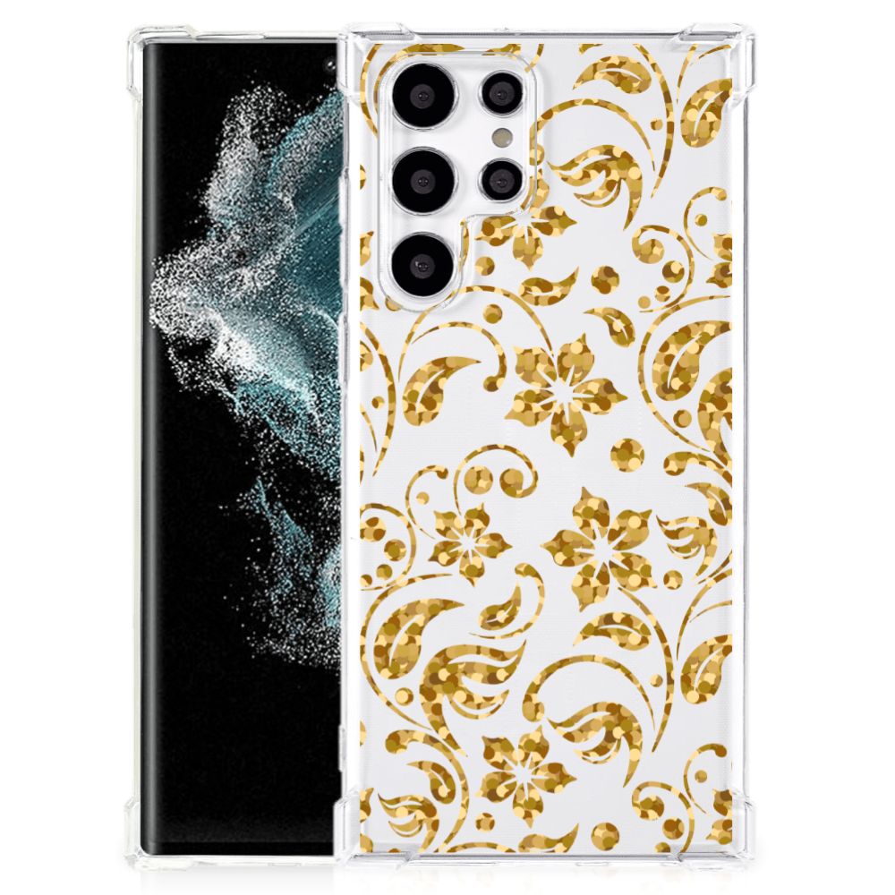 Samsung Galaxy S22 Ultra Case Gouden Bloemen