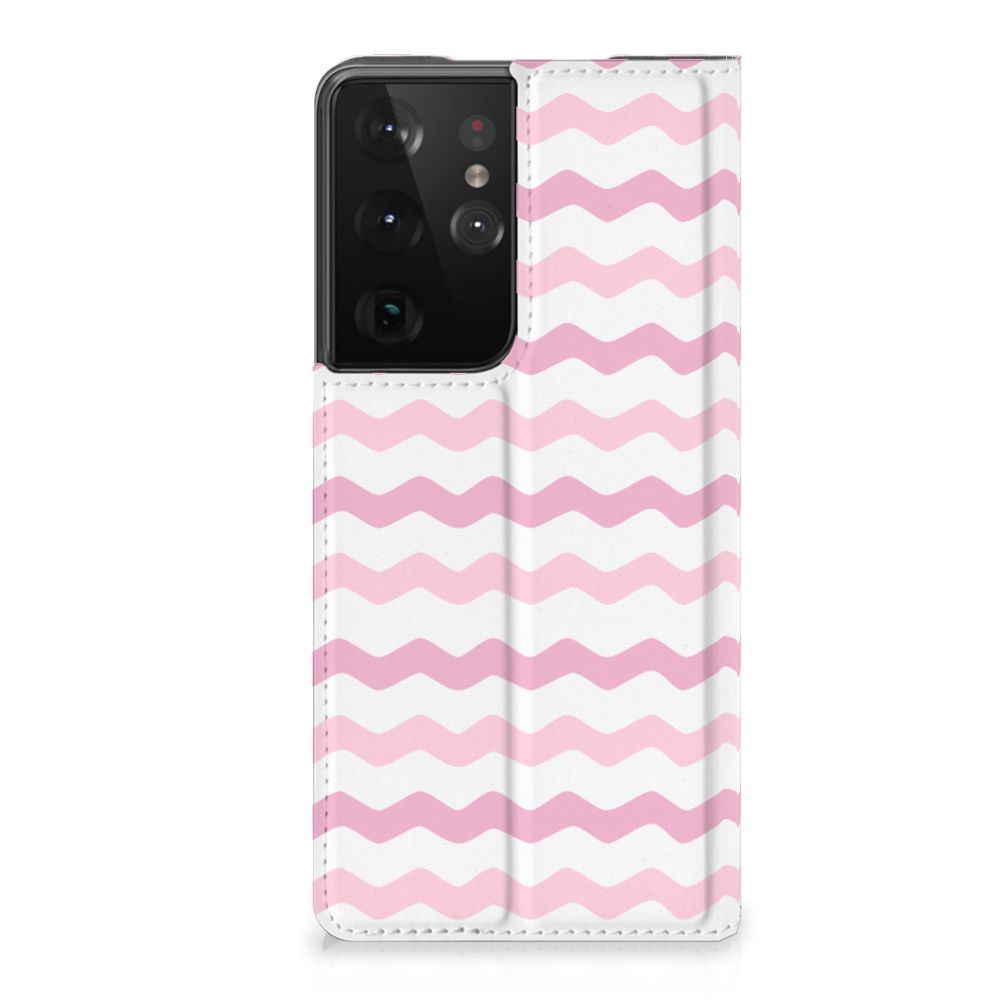 Samsung Galaxy S21 Ultra Hoesje met Magneet Waves Roze