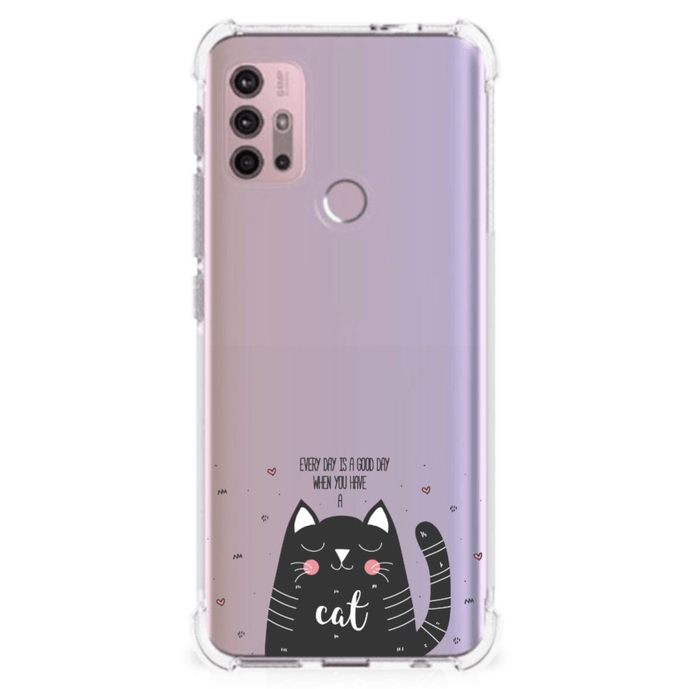 Motorola Moto G30 | G20 | G10 Stevig Bumper Hoesje Cat Good Day