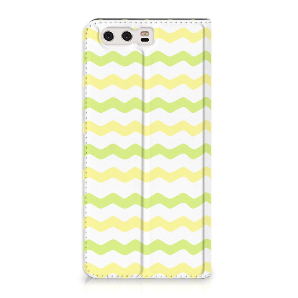 Huawei P10 Plus Hoesje met Magneet Waves Yellow