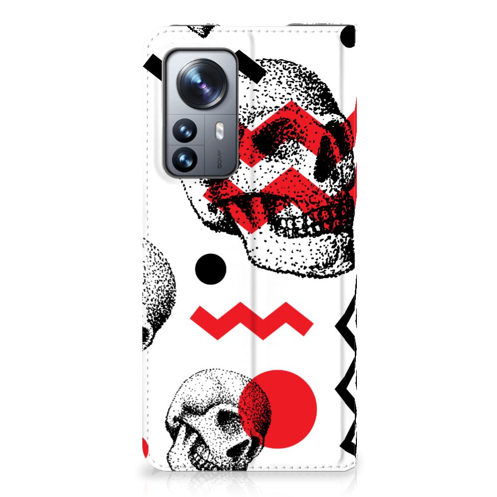 Mobiel BookCase Xiaomi 12 Pro Skull Red - B2C Telecom