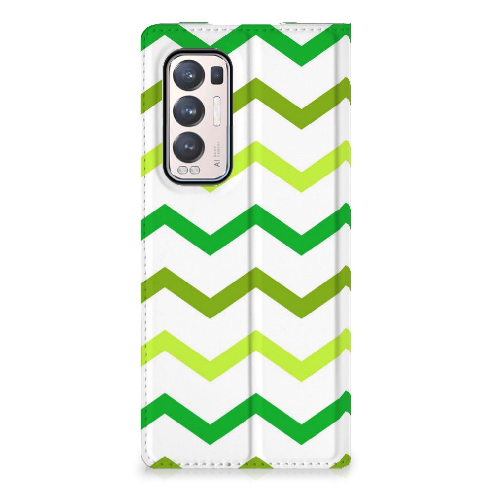 OPPO Find X3 Neo Hoesje met Magneet Zigzag Groen - B2C Telecom