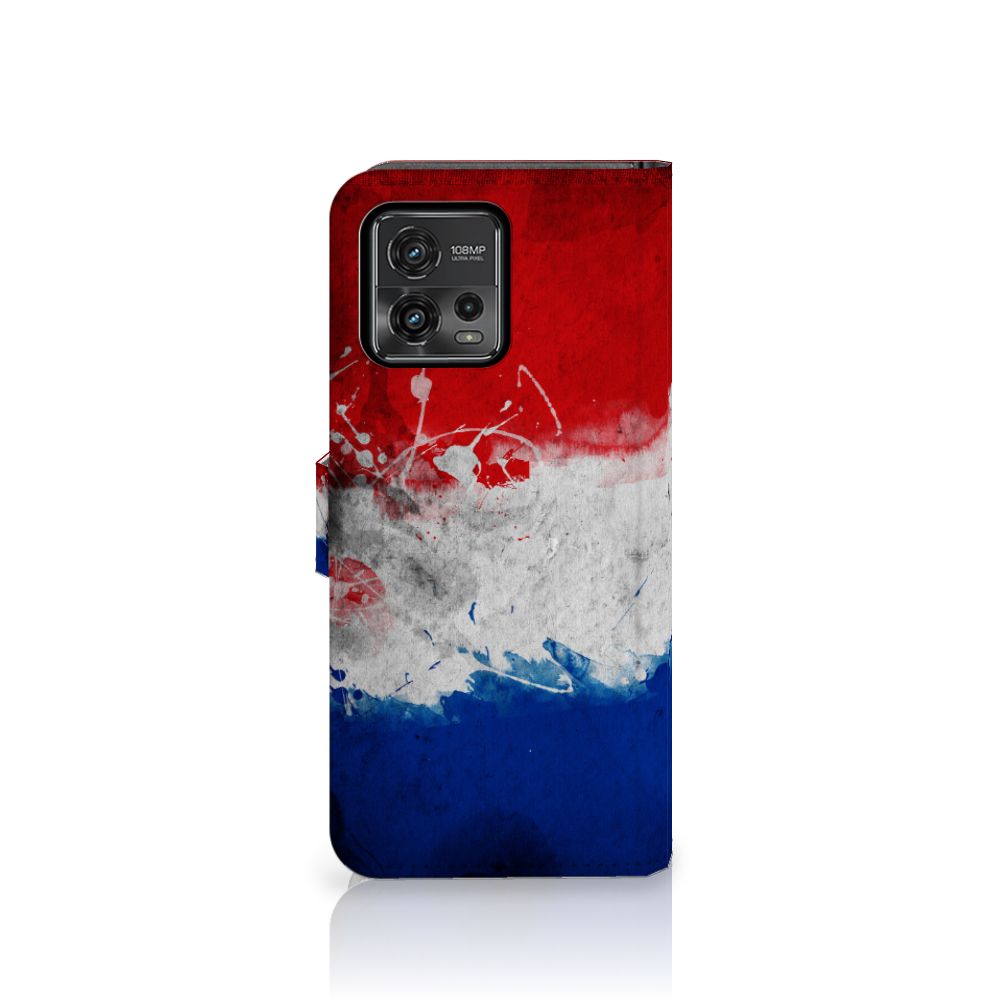 Motorola Moto G72 Bookstyle Case Nederland met Nederlandse vlag design, perfect voor trots uit Nederland.