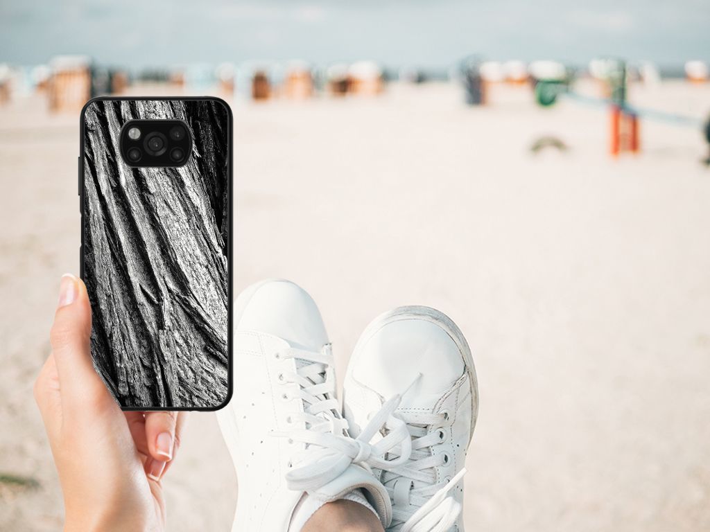 Houten Print Telefoonhoesje Xiaomi Poco X3 | X3 Pro Boomschors Grijs B2C Telecom