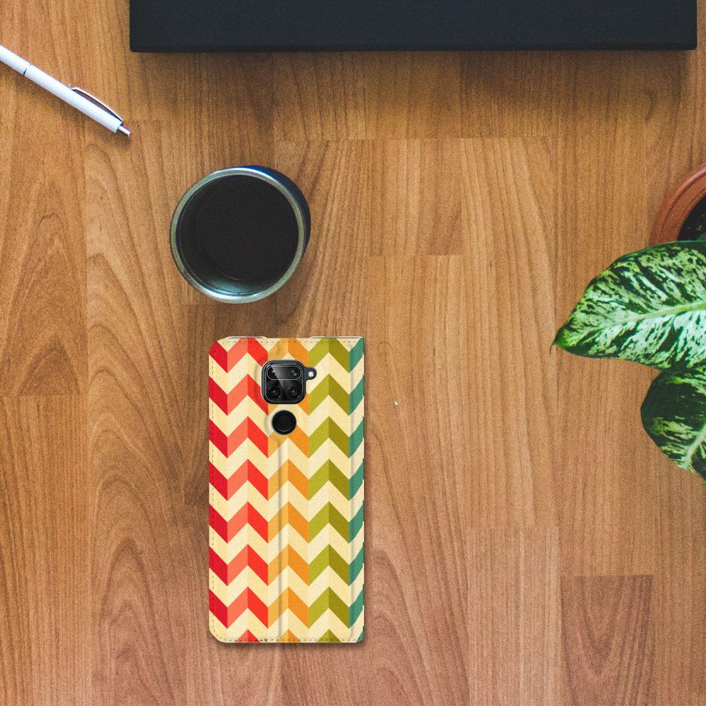 Xiaomi Redmi Note 9 Hoesje met Magneet Zigzag Multi Color - B2C Telecom