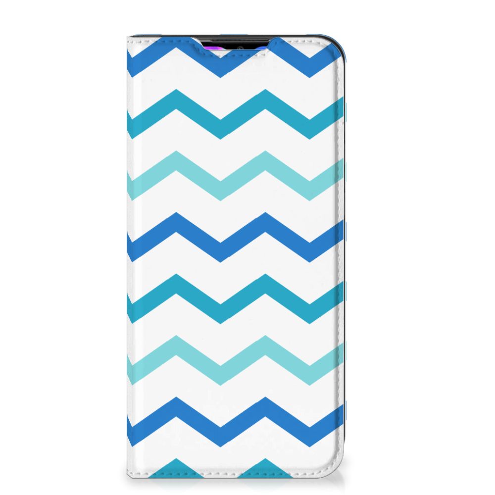 Xiaomi Redmi 9 Hoesje met Magneet Zigzag Blauw - B2C Telecom