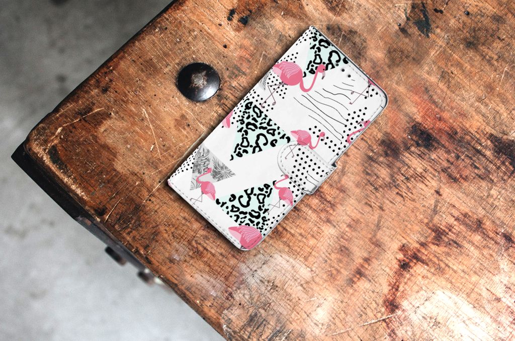 Huawei P10 Lite Telefoonhoesje met Pasjes Flamingo Triangle
