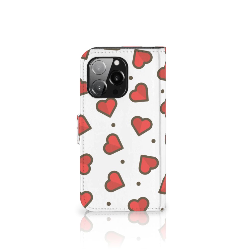 iPhone 13 Pro Telefoon Hoesje Hearts met hartjes op een grijs-witte achtergrond ❤️