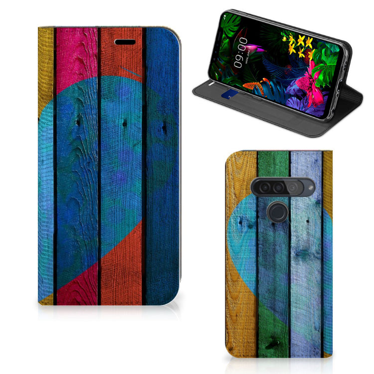 LG G8s Thinq Book Wallet Case Wood Heart - Cadeau voor je Vriend