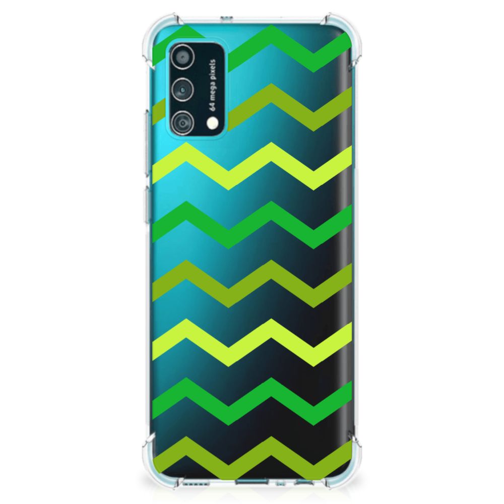 Samsung Galaxy M02s | A02s Doorzichtige Silicone Hoesje Zigzag Groen B2C Telecom