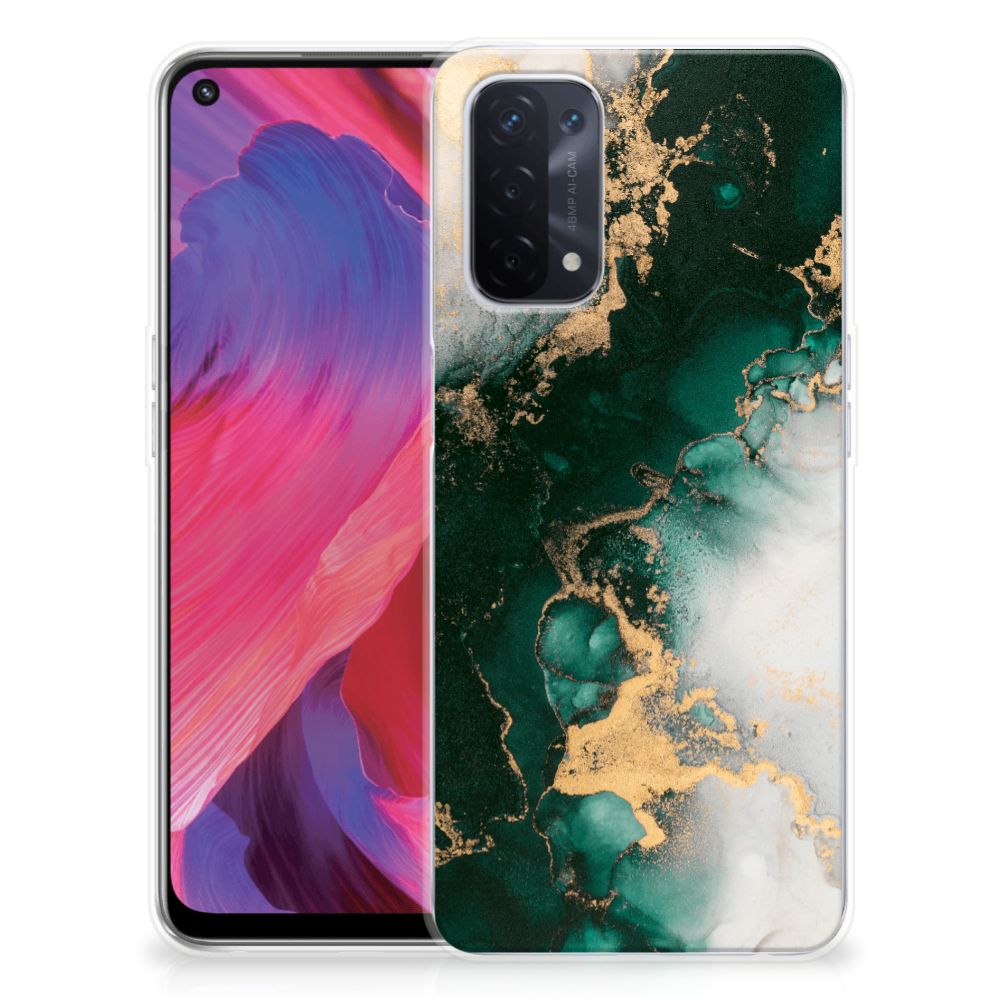 TPU Siliconen Hoesje voor OPPO A74 5G | A54 5G Marmer Groen