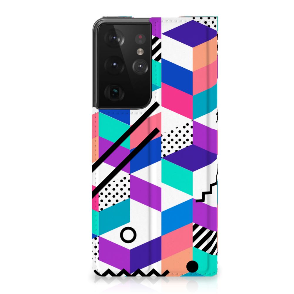 Samsung Galaxy S21 Ultra Stand Case Blokken Kleurrijk - B2C Telecom