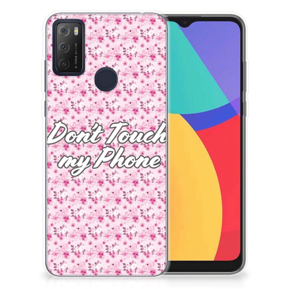 Alcatel 1S (2021) Silicone-hoesje Flowers Pink DTMP