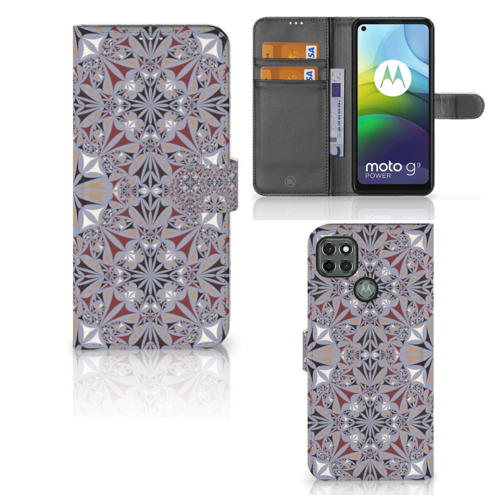 Motorola Moto G9 Power Bookcase Flower Tiles