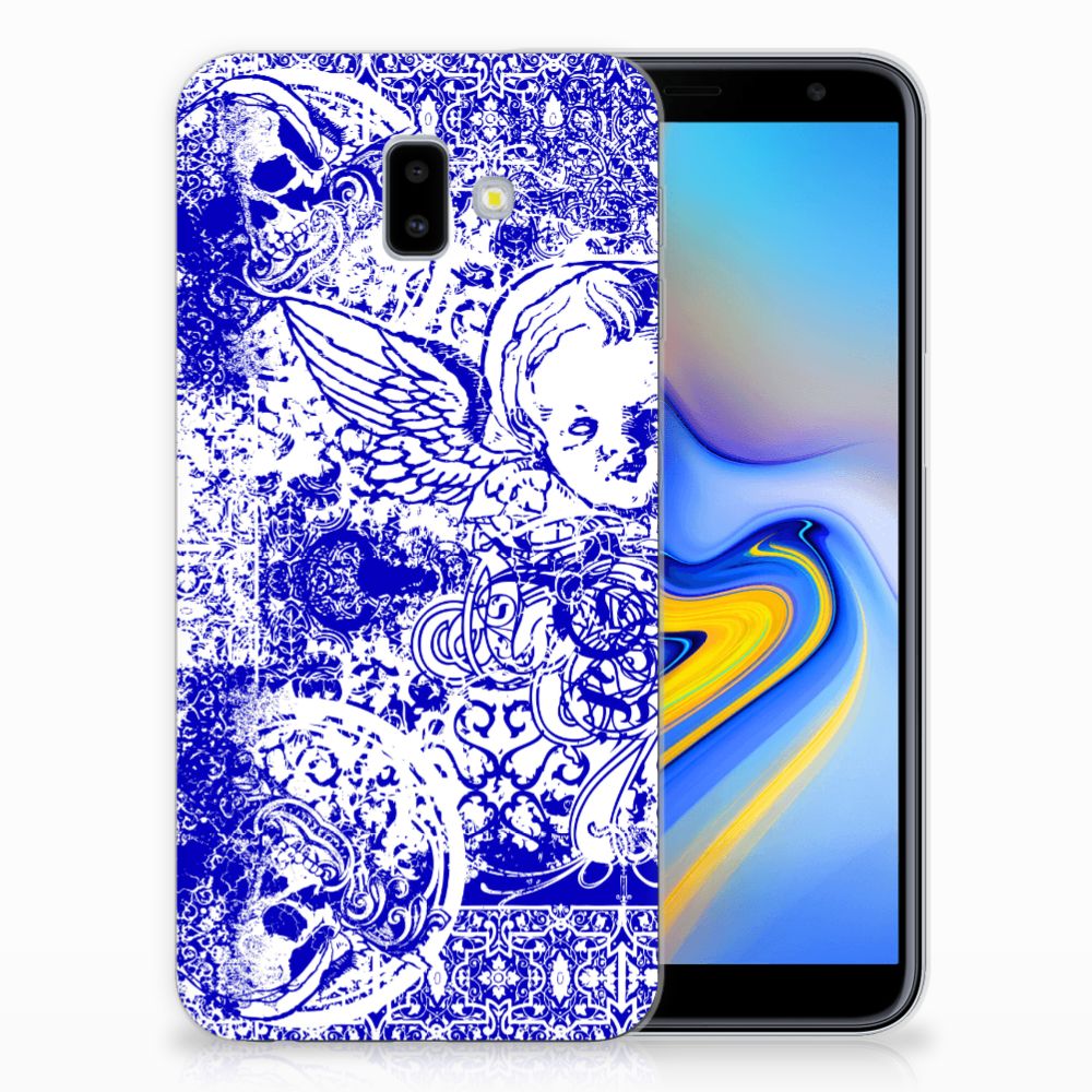 Silicone Back Case Samsung Galaxy J6 Plus (2018) Angel Skull Blauw