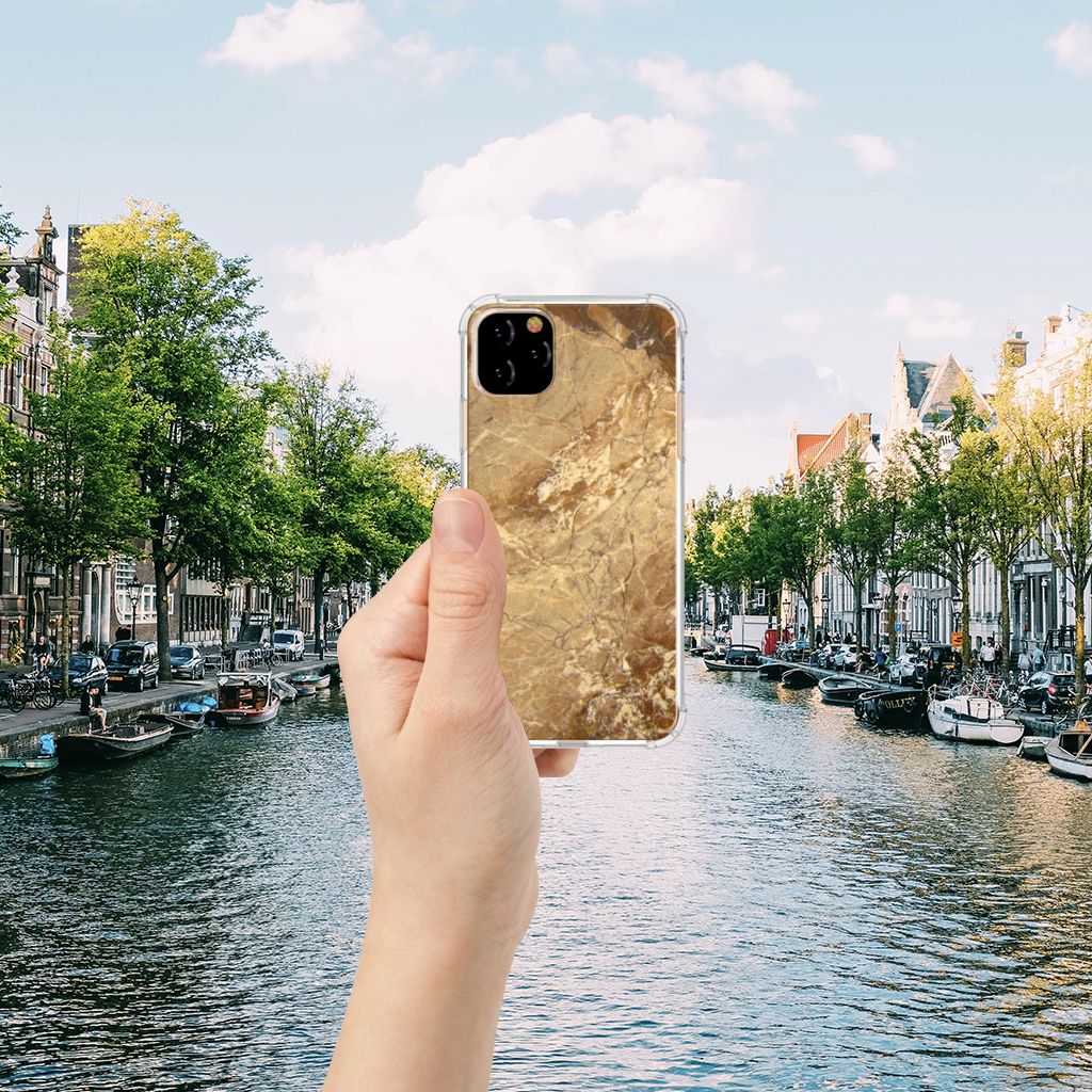 Apple iPhone 11 Pro Max Anti-Shock Hoesje Marmer Creme
