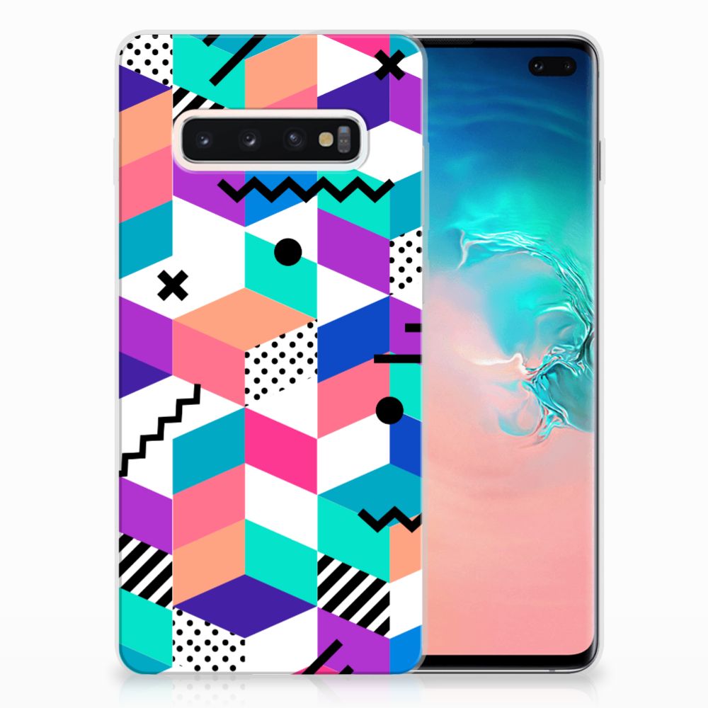 Samsung Galaxy S10 Plus TPU Hoesje Blokken Kleurrijk