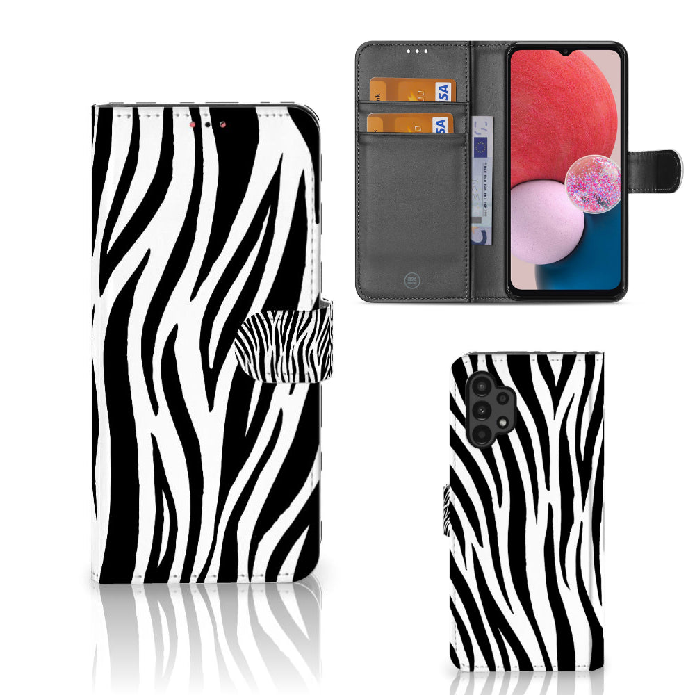 Samsung Galaxy A13 (4G) Telefoonhoesje met Pasjes Zebra