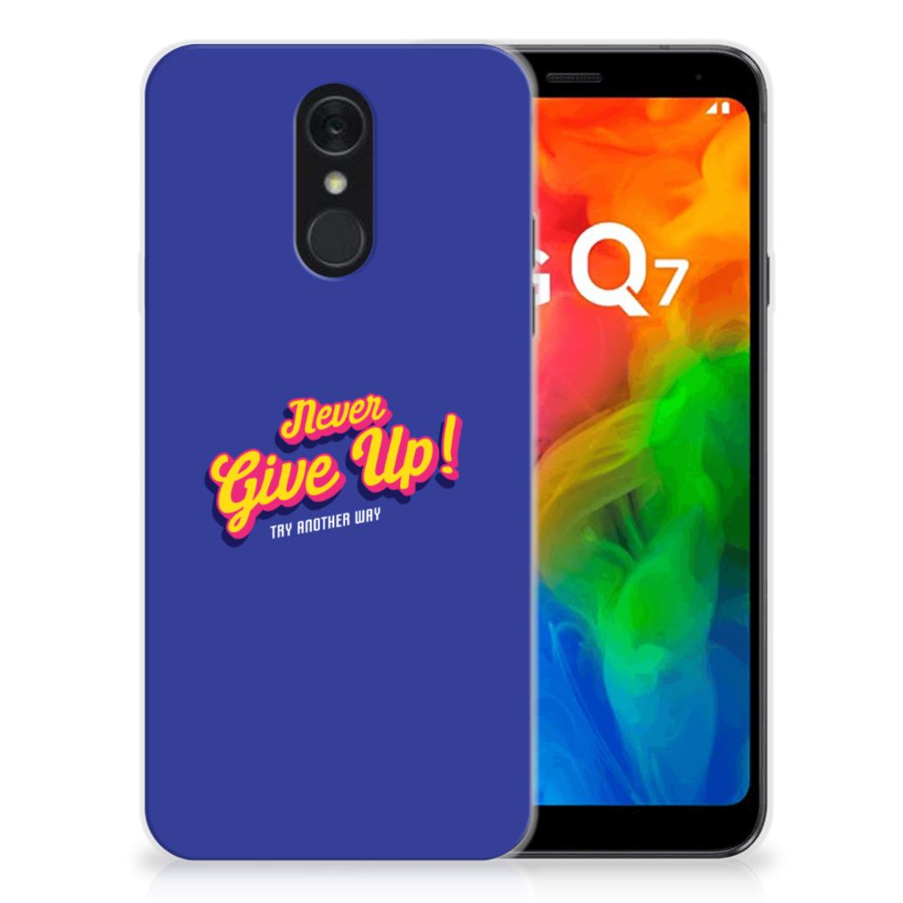 LG Q7 Siliconen hoesje met naam Never Give Up