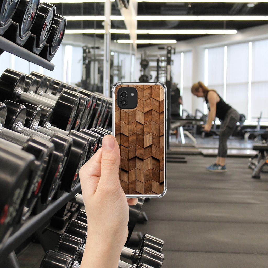 Stevig Telefoonhoesje voor Samsung Galaxy A03 Wooden Cubes B2C Telecom