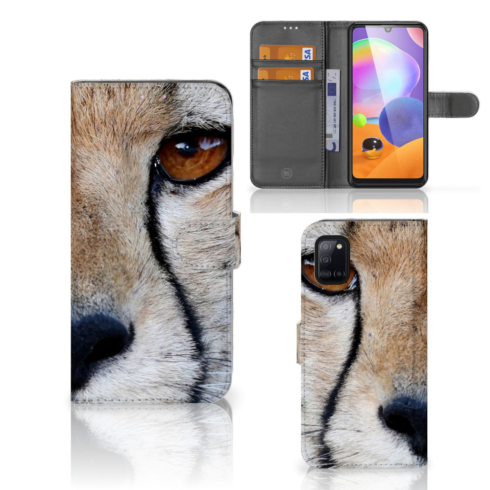 Samsung Galaxy A31 Telefoonhoesje met Pasjes Cheetah