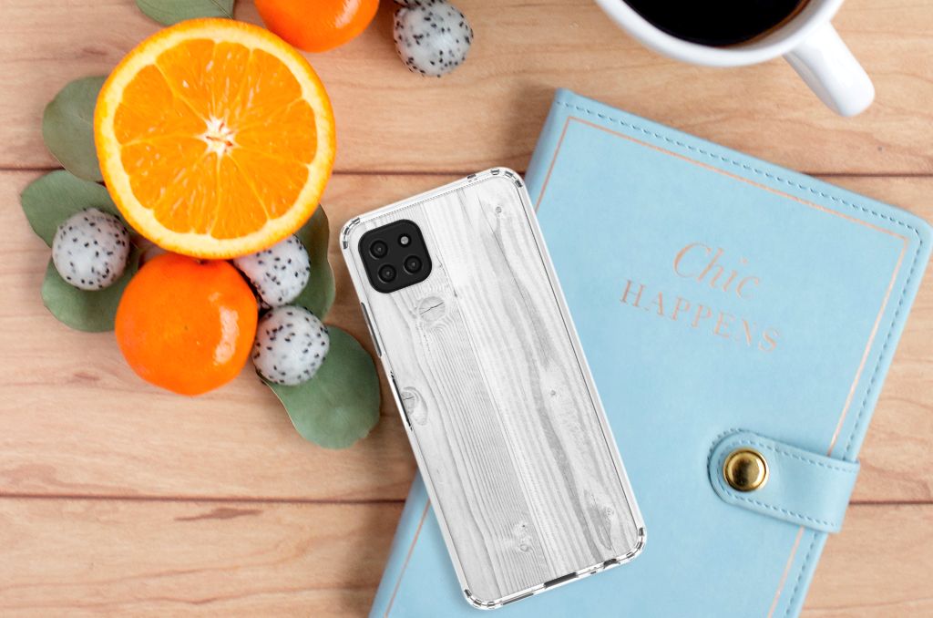 Samsung Galaxy A22 5G Stevig Telefoonhoesje White Wood B2C Telecom