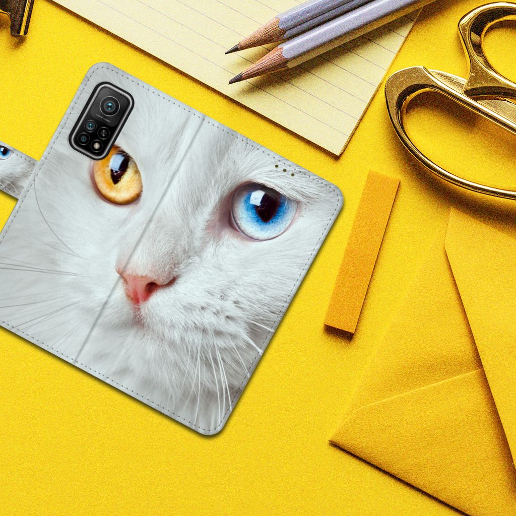 Xiaomi Mi 10T Pro | Mi 10T Telefoonhoesje met Pasjes Witte Kat