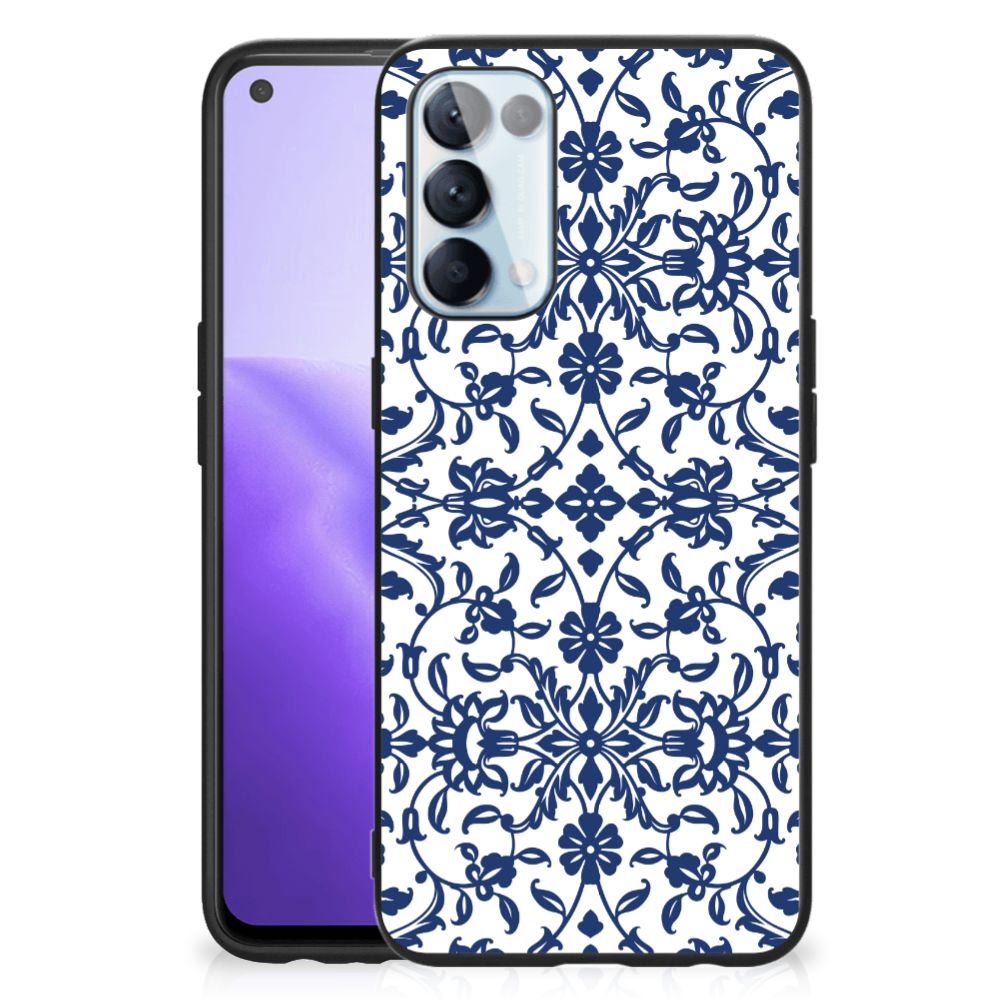 OPPO Reno5 5G | Find X3 Lite Bloemen Hoesje Flower Blue